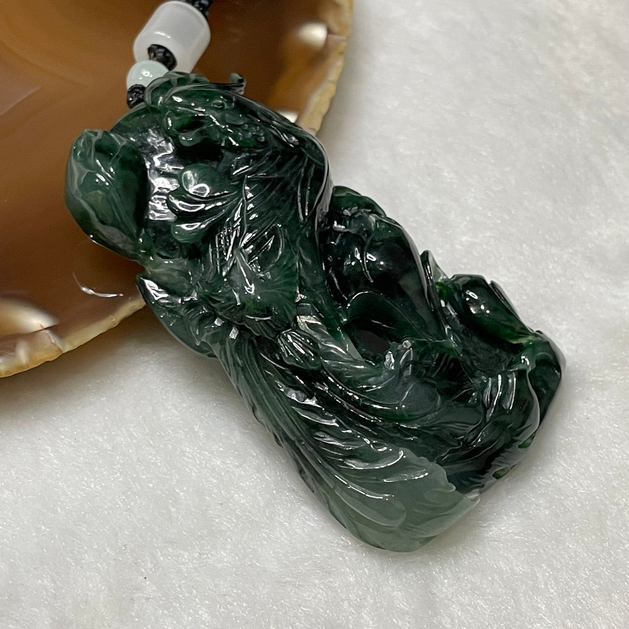 Type A Semi Icy Old Mine Green Jade Jadeite Parrot 57.49g 67.4 by 38.8 by 12.6mm - Huangs Jadeite and Jewelry Pte Ltd