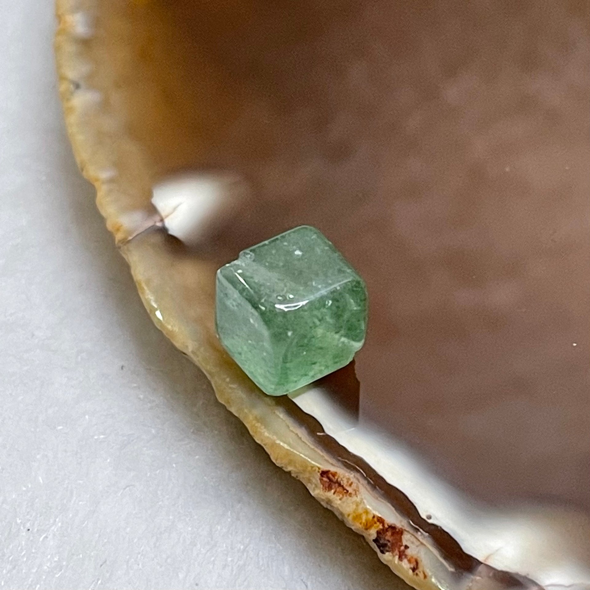 Natural Green Quartz Cube Charm - 0.9g 7.1 by 7.1 by 7.1mm - Huangs Jadeite and Jewelry Pte Ltd