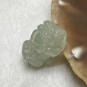 Type A Faint Green Jade Jadeite Pixiu Charm - 7.52g 25.2 by 15.3 by 12.4mm - Huangs Jadeite and Jewelry Pte Ltd