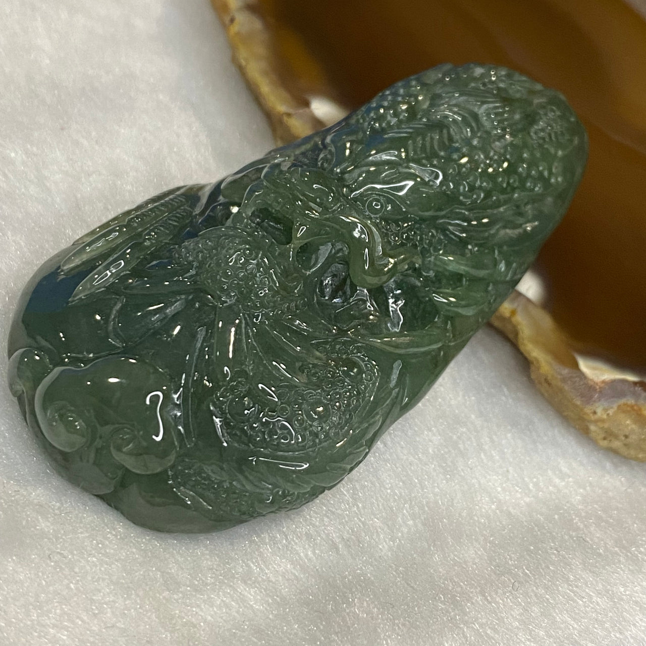 Type A Old Mine Burmese Blueish Green Jadeite Dragon Ruyi 71.76g 70.8 by 21.0 by 39.4mm - Huangs Jadeite and Jewelry Pte Ltd