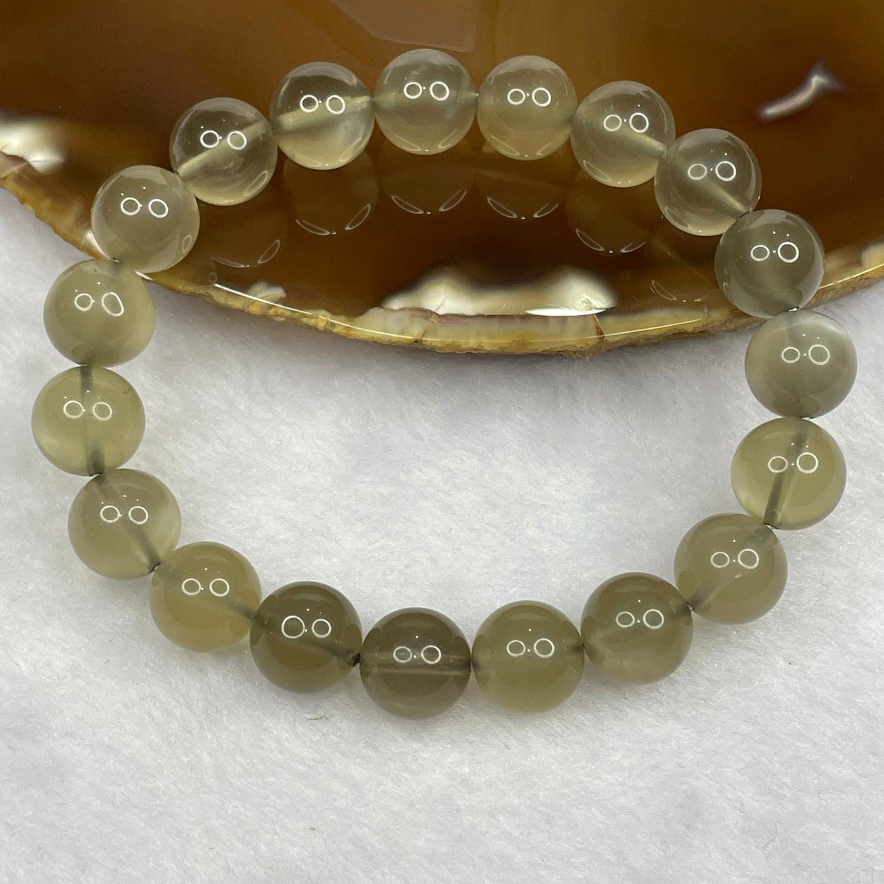 Natural Grey Moonstone Bracelet 灰月光 - 29.80g 10.6mm/bead 19 beads - Huangs Jadeite and Jewelry Pte Ltd