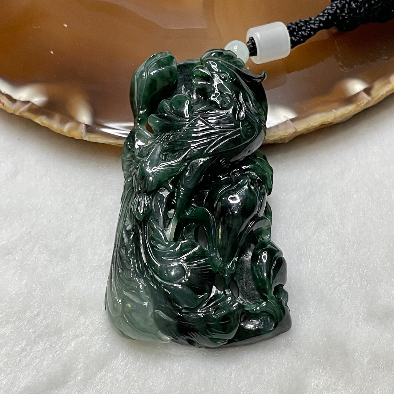 Type A Semi Icy Old Mine Green Jade Jadeite Parrot 57.49g 67.4 by 38.8 by 12.6mm - Huangs Jadeite and Jewelry Pte Ltd