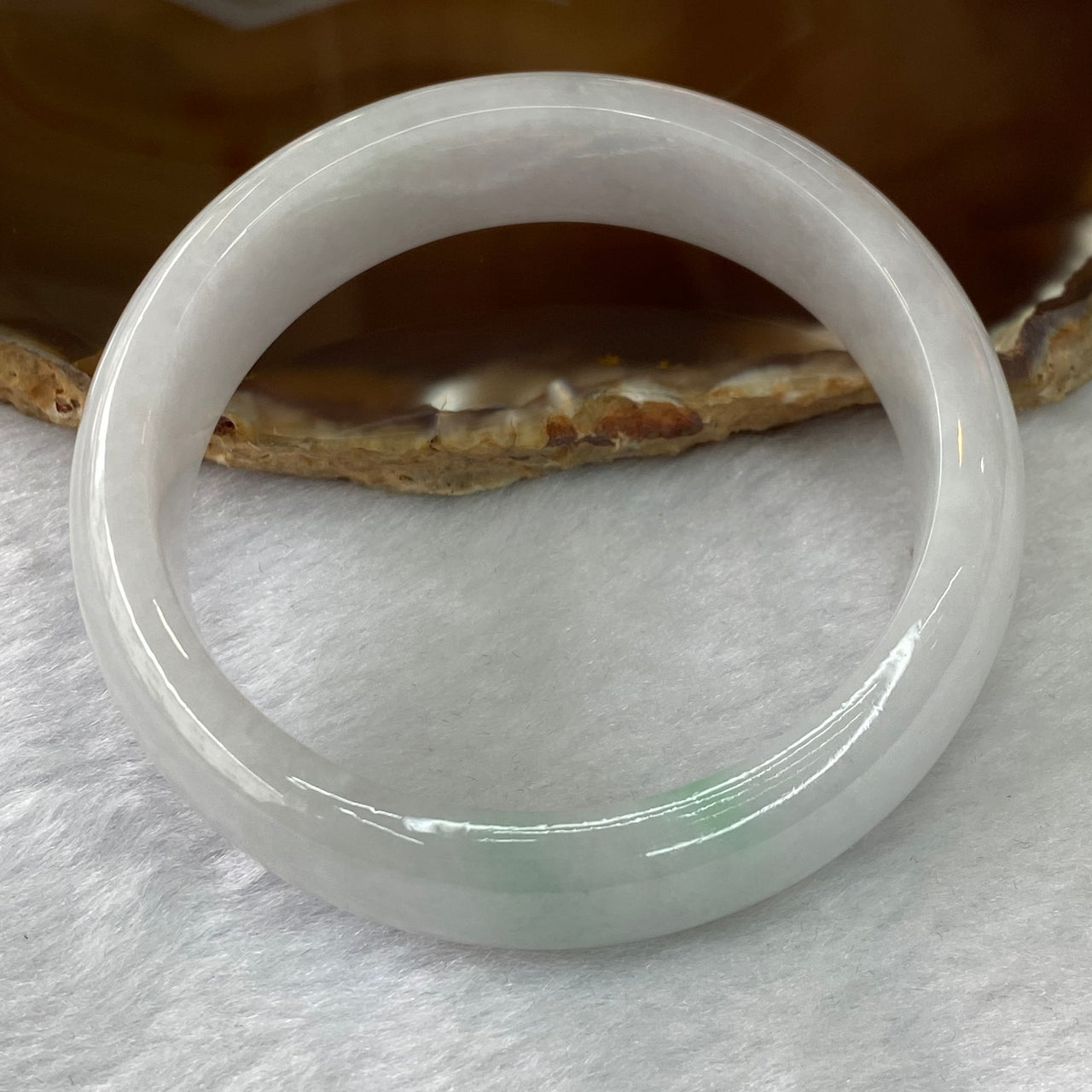 Type A Faint Lavender Green Jadeite Bangle 60.94g inner diameter 55.7mm 15.7 by 8.4mm - Huangs Jadeite and Jewelry Pte Ltd