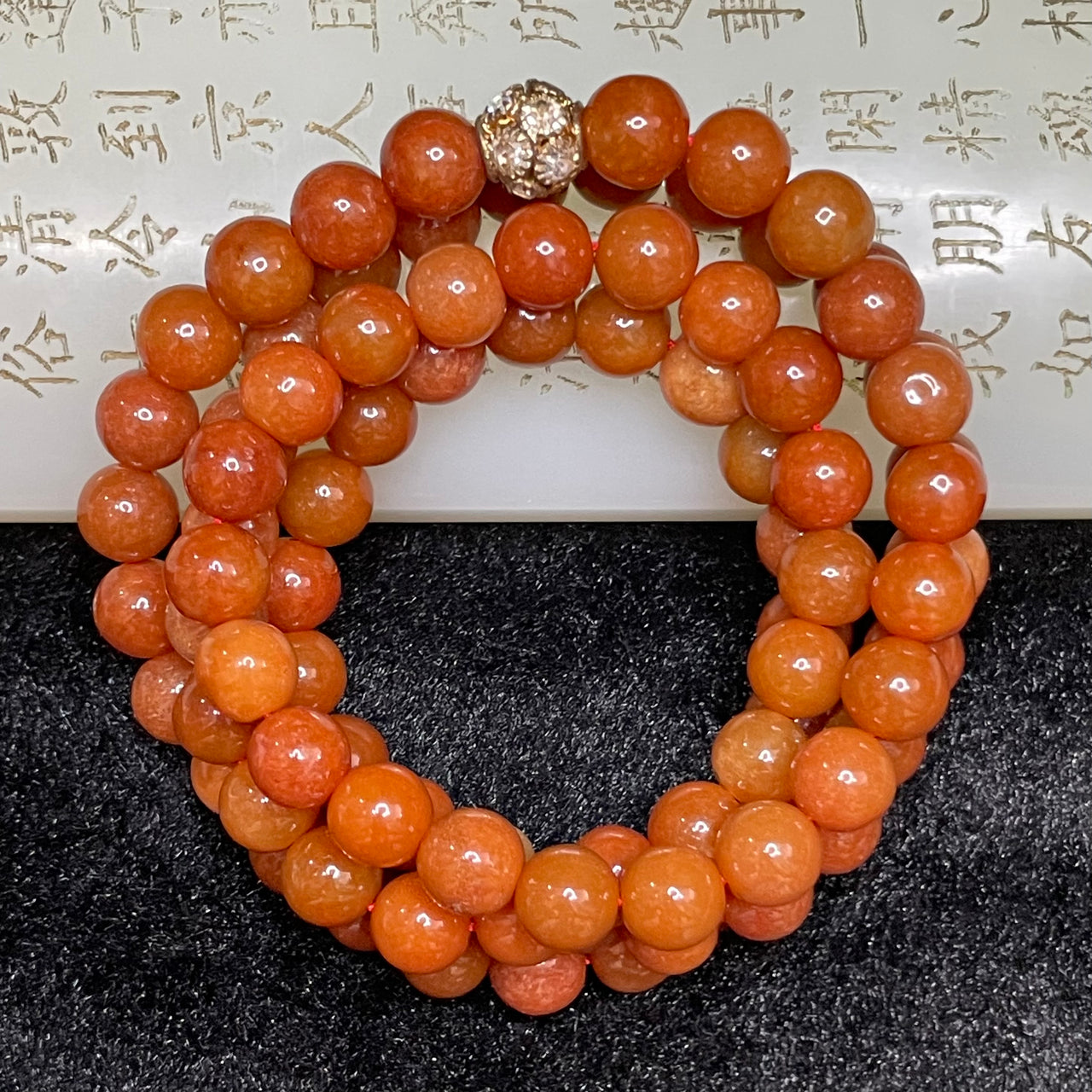 Type A Burmese Red Jade Jadeite Necklace - 76.5g 8.0mm/bead 87 beads - Huangs Jadeite and Jewelry Pte Ltd