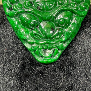 Type A Old Mine Spicy Green Dragon Head Jadeite Jade Pendant - 15.03g 33.0 by 34.4 by 9.9mm - Huangs Jadeite and Jewelry Pte Ltd