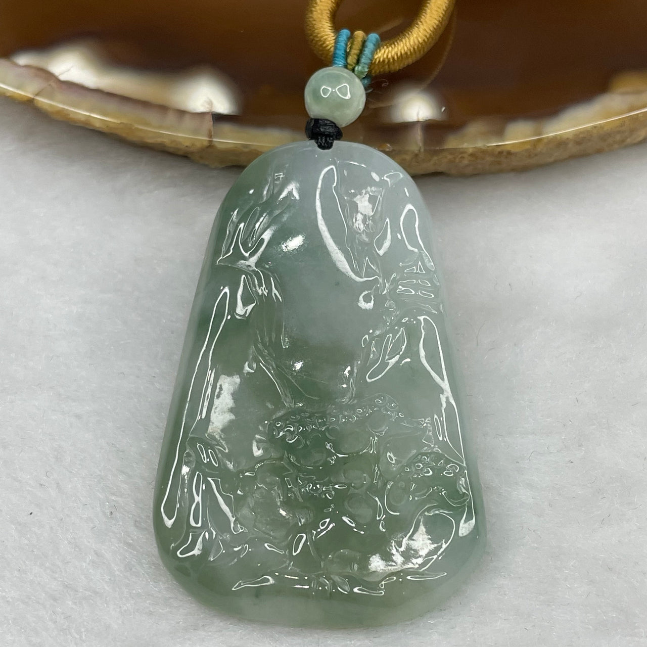 Type A Icy Piao Hua Green Jade Jadeite Shan Shui Necklace - 17g 43.7 by 29.2 by 5.4mm - Huangs Jadeite and Jewelry Pte Ltd