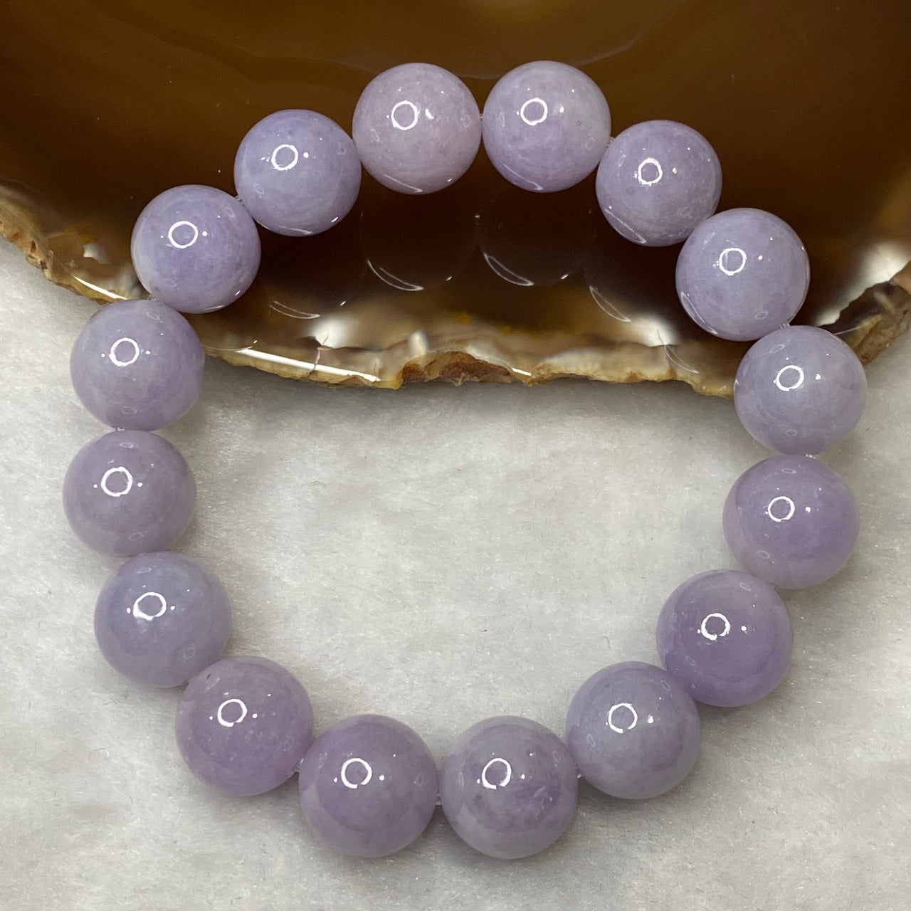 Type A Deep Lavender Jadeite Bracelet 58.86g 13.1mm 16 Beads - Huangs Jadeite and Jewelry Pte Ltd