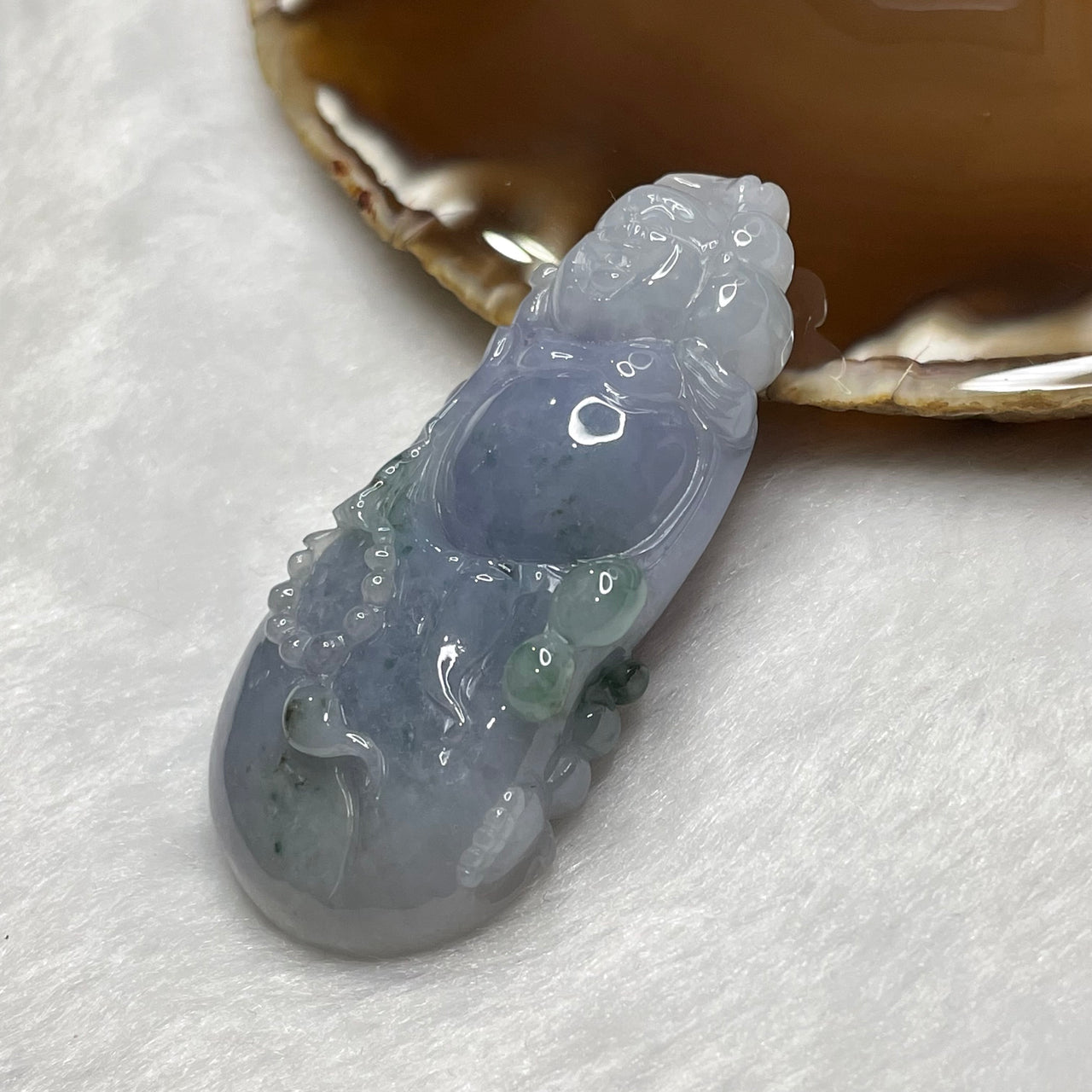 Type A Icy Lavender Jade Jadeite Milo Buddha 42.59g 64.2 by 30.1 by 11.9mm - Huangs Jadeite and Jewelry Pte Ltd