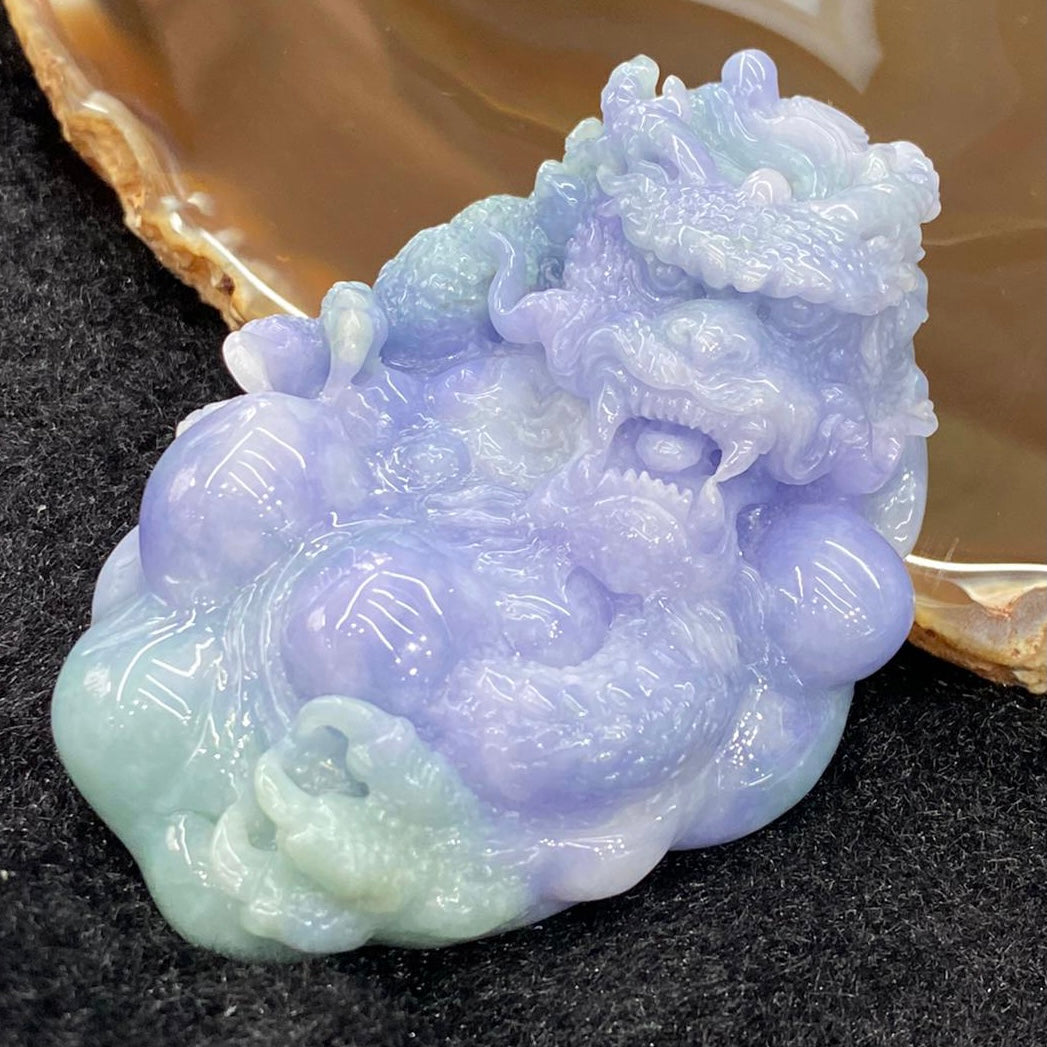 Rare High End Type A Burmese Lavender Jade Jadeite Dragon - 124.67g 78.8 by 50.3 by 24.8mm - Huangs Jadeite and Jewelry Pte Ltd