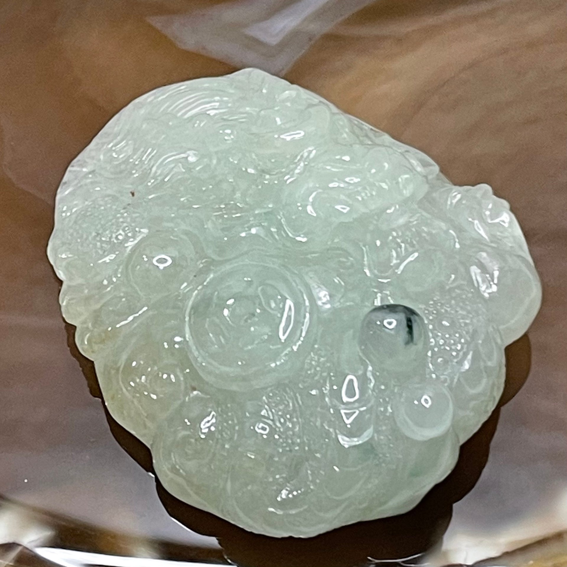 High Quality Type A Semi Icy Yellow & Green Jade Jadeite Dragon Pendant with NGI Cert- 80.59g 64.8 by 50.8 by 18.8mm - Huangs Jadeite and Jewelry Pte Ltd