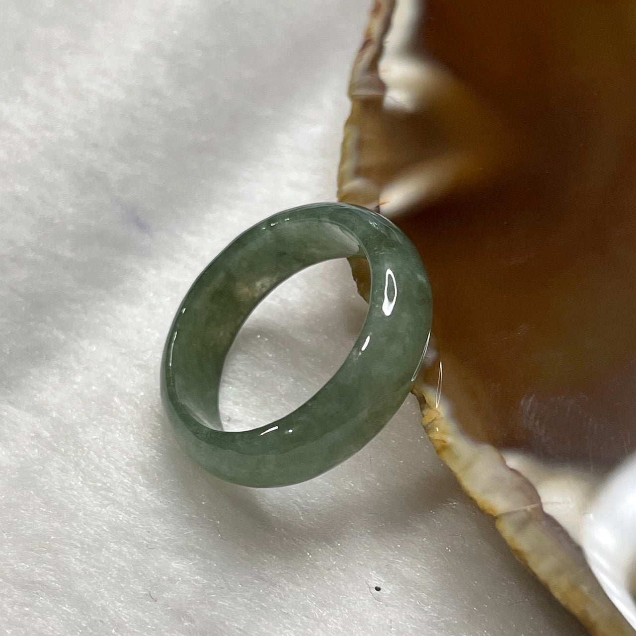 Type A Light Green Jade Jadeite Ring 3.16g US8 HK17.5 Thickness 3.0 by 6.3 Inner Diameter 18.3mm - Huangs Jadeite and Jewelry Pte Ltd