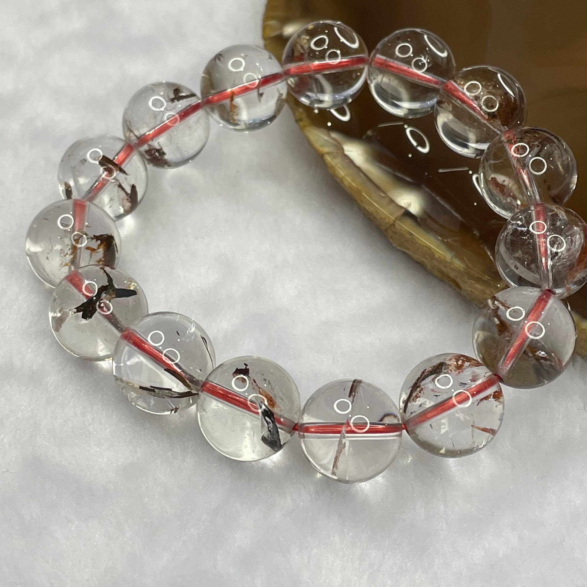 Natural Red Phantom Quartz Crystal Bracelet 55.62g 13.7mm/bead 15 beads - Huangs Jadeite and Jewelry Pte Ltd