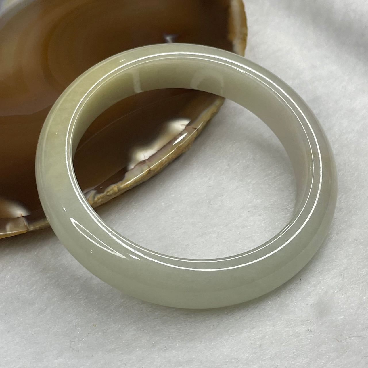 Type A Yellow and Green Jadeite Bangle 58.95g inner diameter 55.4mm 12.5 by 8.4mm - Huangs Jadeite and Jewelry Pte Ltd