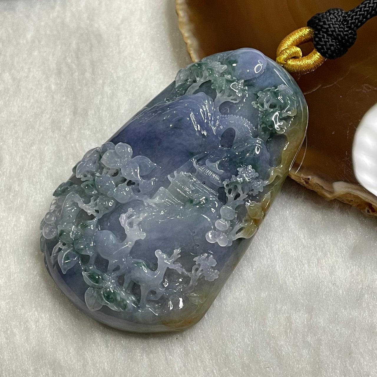 Rare High Quality Type A Intense Lavender Jade Jadeite Shan Shui 80.28g 71.0 by 44.9 by 12.5mm - Huangs Jadeite and Jewelry Pte Ltd