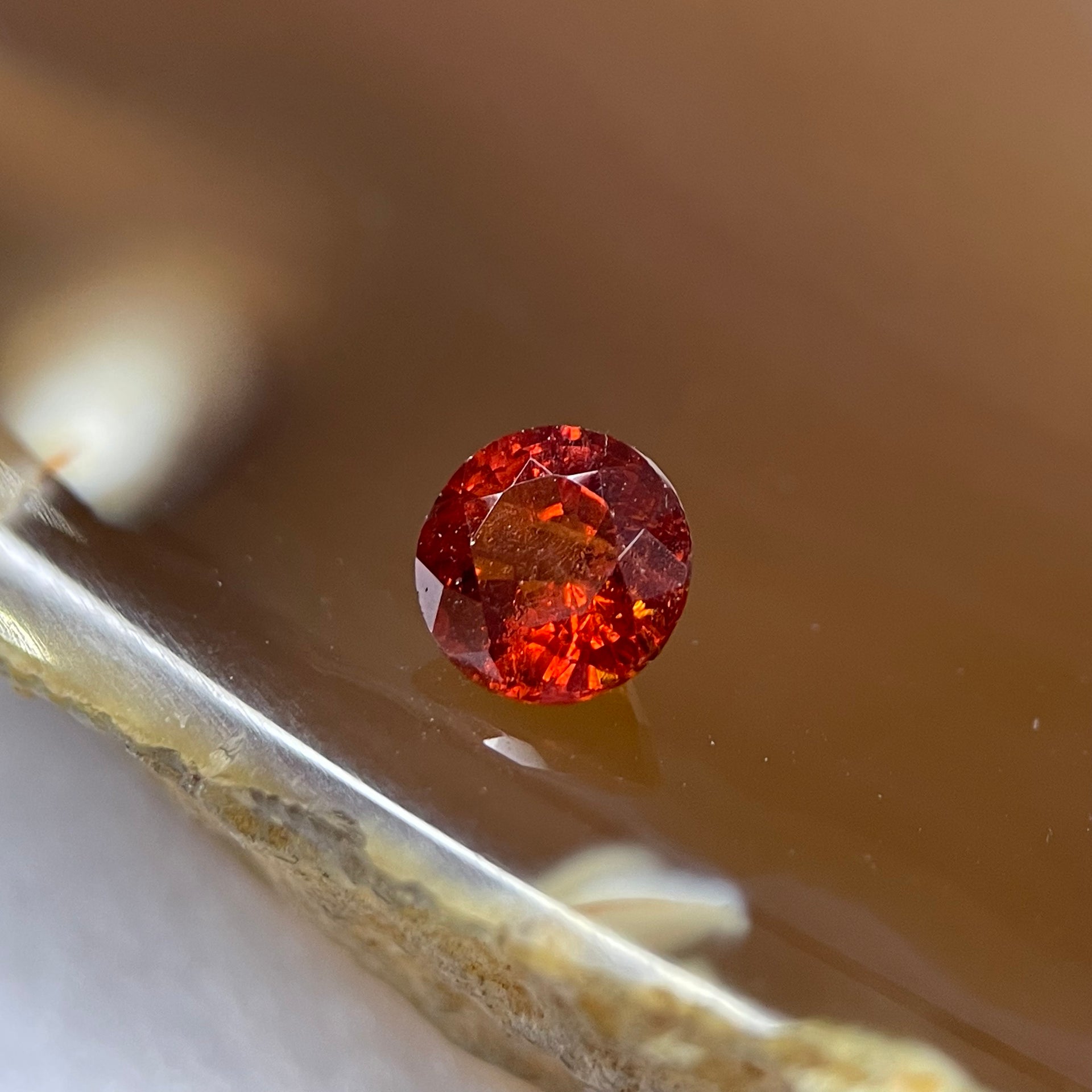 Natural Orange Red Garnet Crystal Stone for Setting - 0.80ct 5.2 by 5.2 by 3.4mm - Huangs Jadeite and Jewelry Pte Ltd