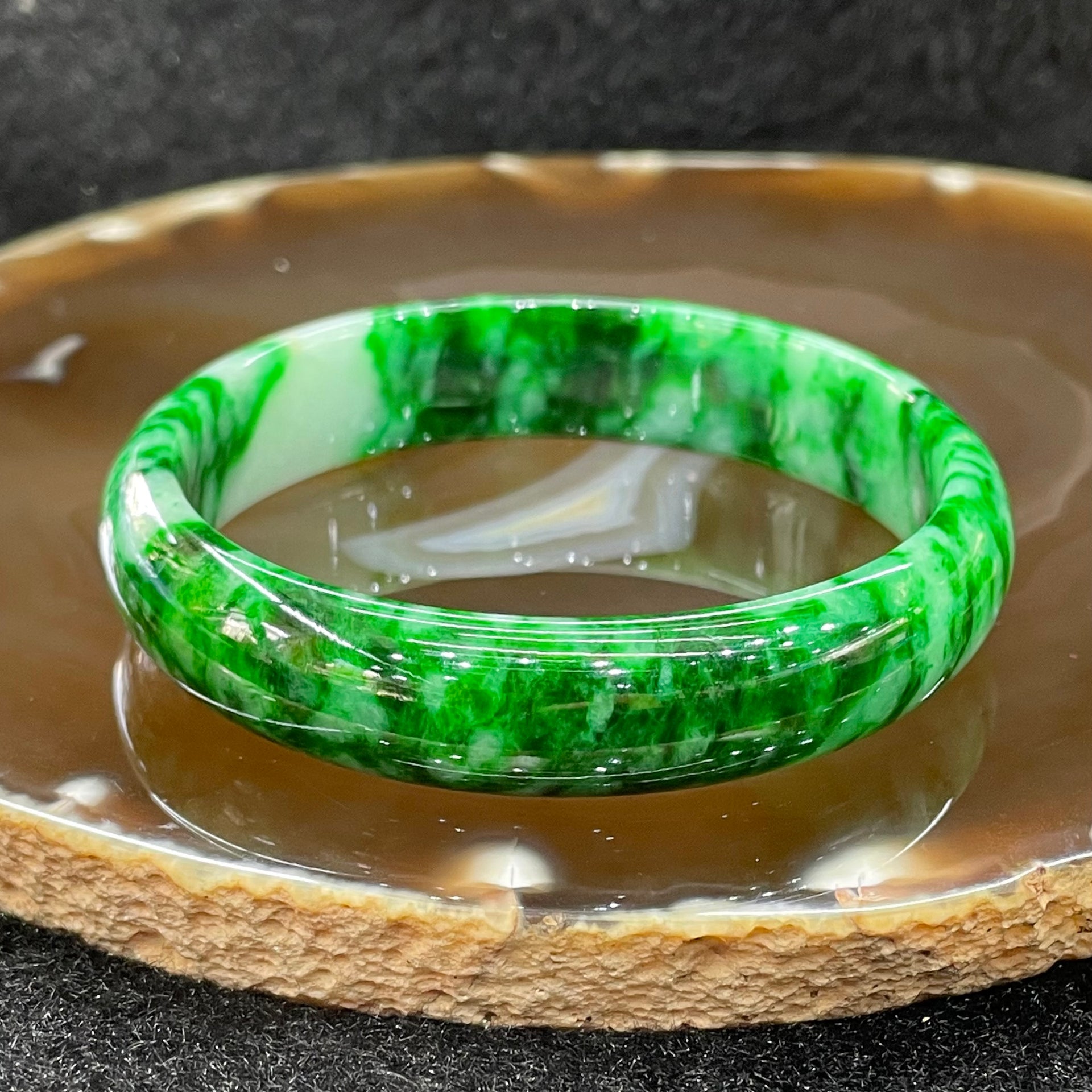 Type A Burmese Jade Jadeite Intense Green Bangle - 36.07g inner Diameter 54.6mm thickness 12.1mm - Huangs Jadeite and Jewelry Pte Ltd