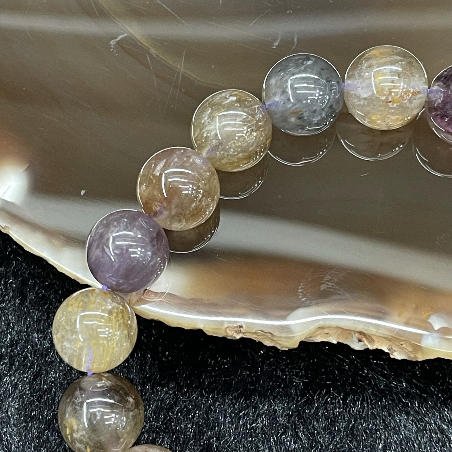 Natural Purple Titanium 紫钛晶 Bracelet 20 beads - 25.17g 9.9mm/bead - Huangs Jadeite and Jewelry Pte Ltd