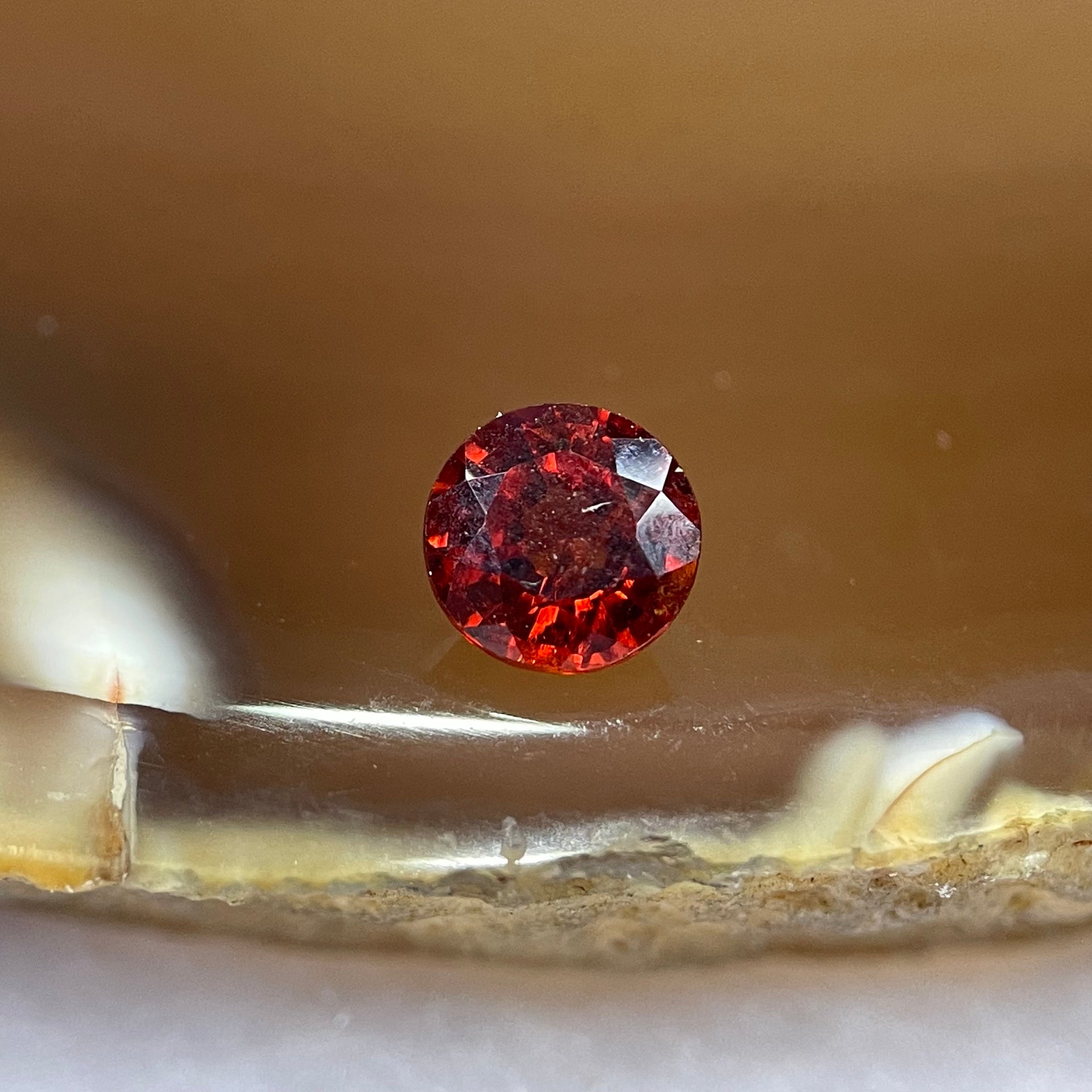 Natural Orange Red Garnet Crystal Stone for Setting - 0.90ct 5.2 by 5.2 by 3.4mm - Huangs Jadeite and Jewelry Pte Ltd