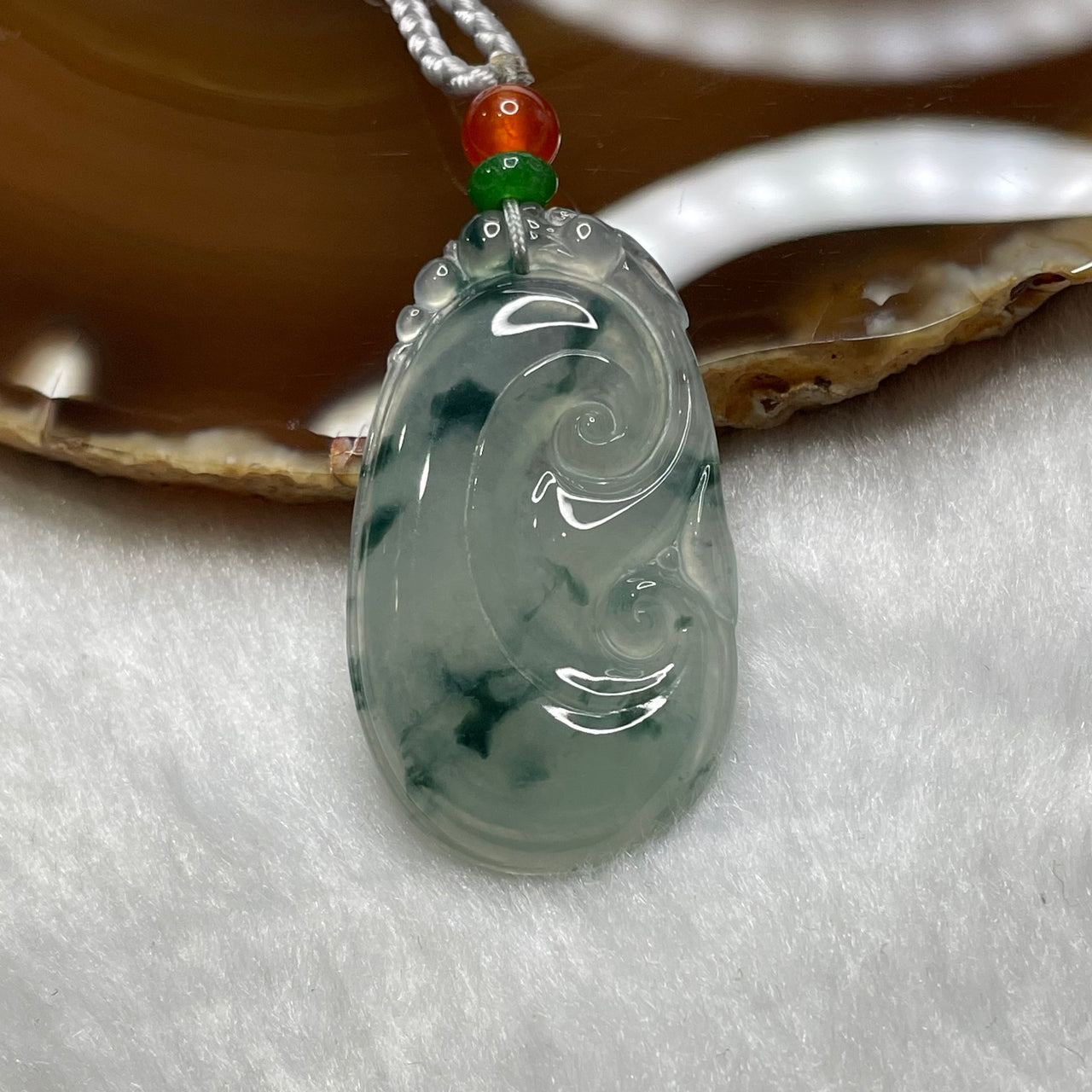 Type A Icy Blueish Green Piao Hua Ruyi Jade Jadeite 7.35g 41.9 by 23.8 by 4.3mm - Huangs Jadeite and Jewelry Pte Ltd