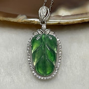 Type A Green Omphacite Jade Jadeite Leaf - 2.43g 30.7 by 14.7 by 4.4mm - Huangs Jadeite and Jewelry Pte Ltd