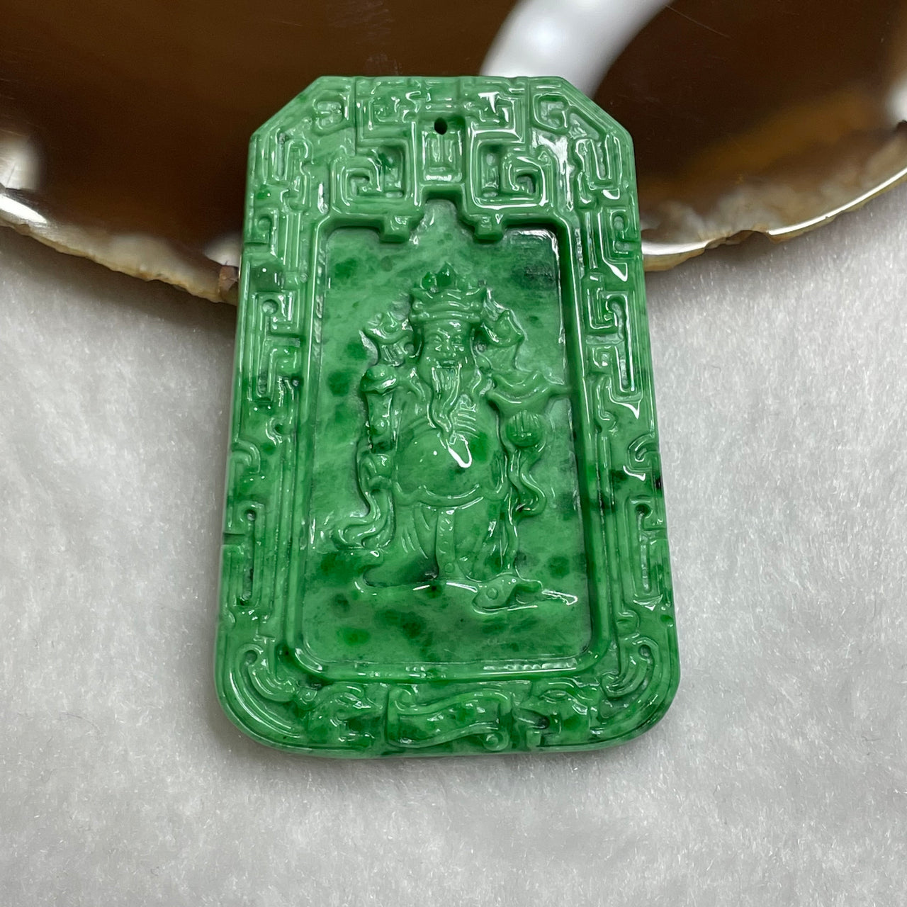 Type A Spicy Green God of Fortune 29g 56.1 by 37.8 by 6.4mm - Huangs Jadeite and Jewelry Pte Ltd