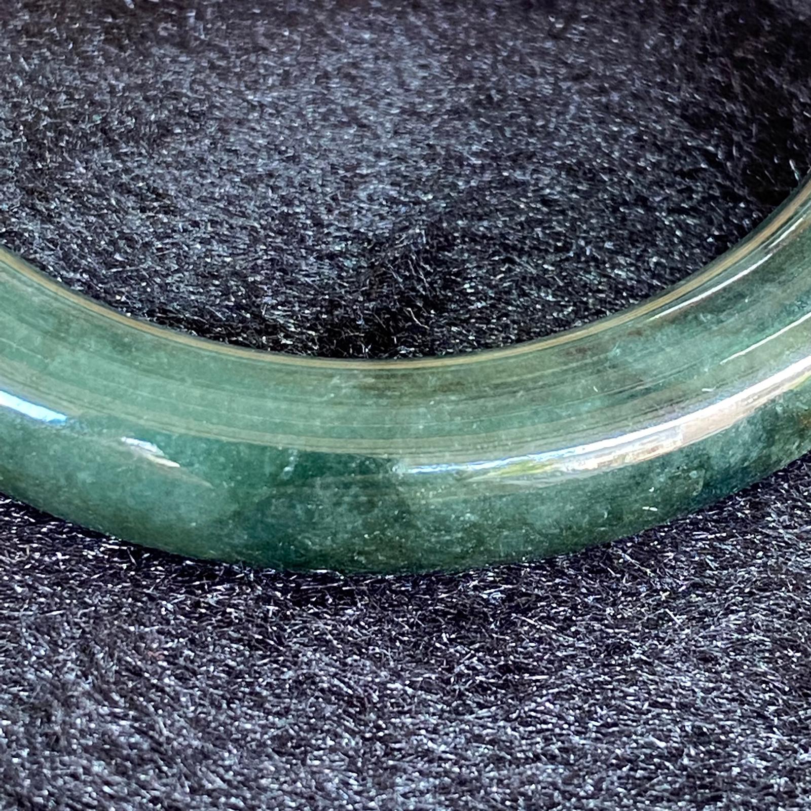 Type A Oily Green Piao Hua Jadeite Bangle 66.73g inner diameter 57.0mm Thickness 11.6 by 10.5mm - Huangs Jadeite and Jewelry Pte Ltd