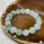 Type A Semi Icy Piao Hua Jade Jadeite Bracelet 40.74g 12.1mm/bead 17 beads - Huangs Jadeite and Jewelry Pte Ltd