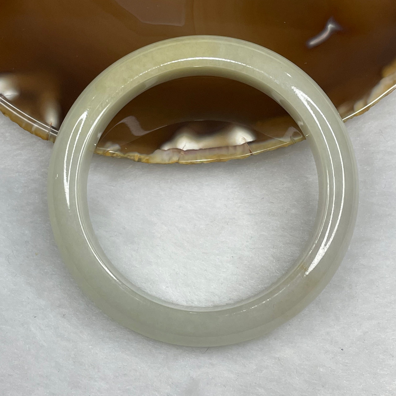 Type A Yellow and Green Jadeite Bangle 58.95g inner diameter 55.4mm 12.5 by 8.4mm - Huangs Jadeite and Jewelry Pte Ltd