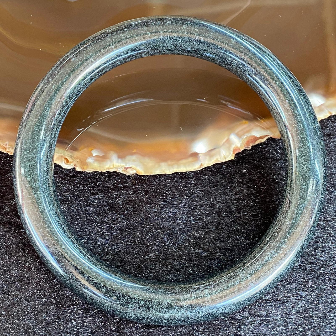 Type A Greyish Black Jadeite Bangle - 47.01g inner diameter 56.9mm Thickness 9.6 by 10.1mm - Huangs Jadeite and Jewelry Pte Ltd