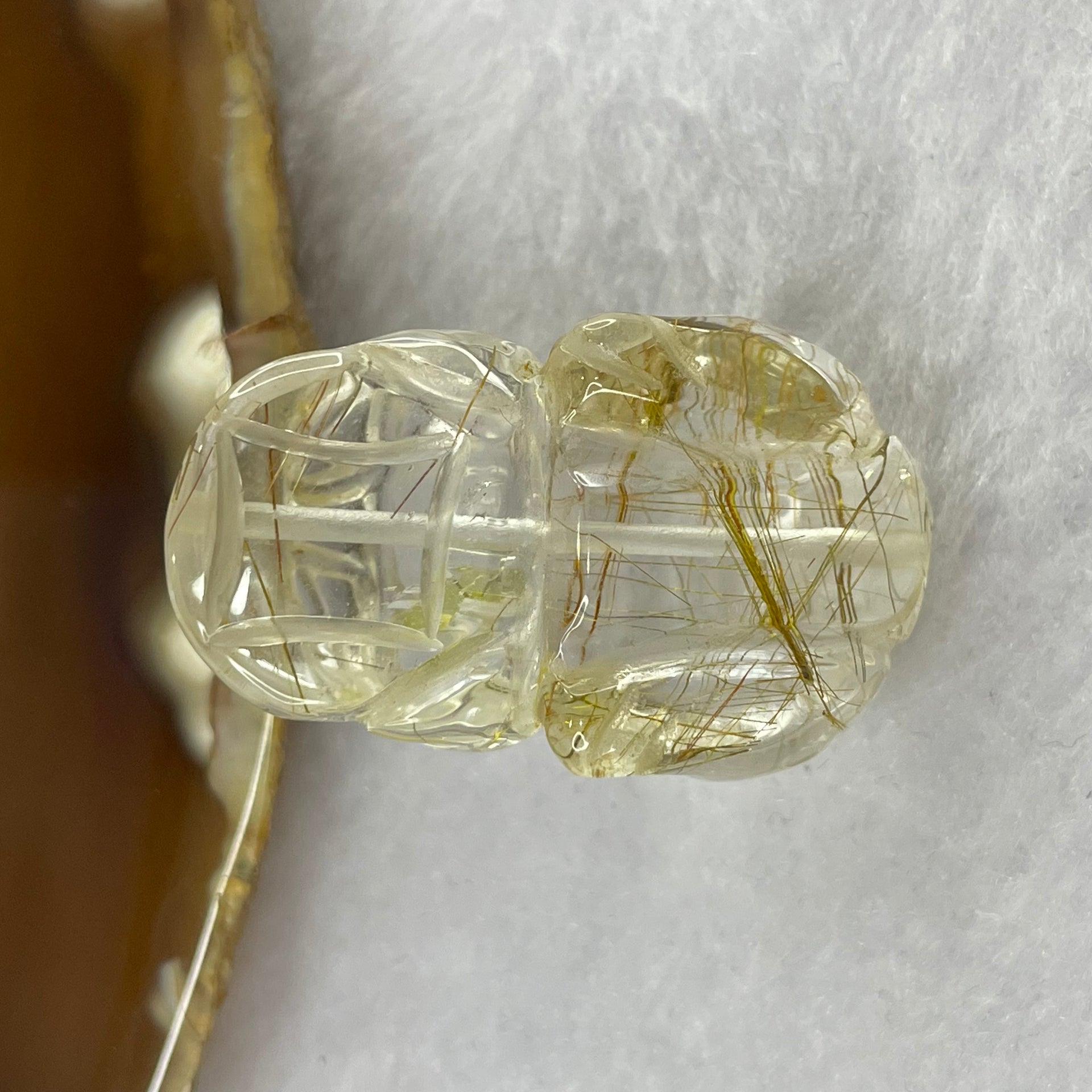 Natural Golden Rutilated Quartz Pixiu Charm for Wealth and Protection 16.80g 34.7 by 20.8 by 14.7mm - Huangs Jadeite and Jewelry Pte Ltd