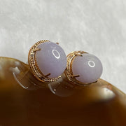 Type A Lavender Jade Jadeite Earrings 18k Rose Gold 2.74g 11.3 by 10.0 by 7.1mm - Huangs Jadeite and Jewelry Pte Ltd