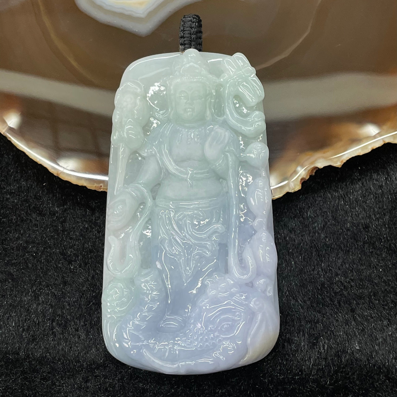 Type A Burmese Lavender & Green Jade Jadeite Guan Yin & Elephant - 116.14g 91.4 by 49.2 by 13.0mm - Huangs Jadeite and Jewelry Pte Ltd