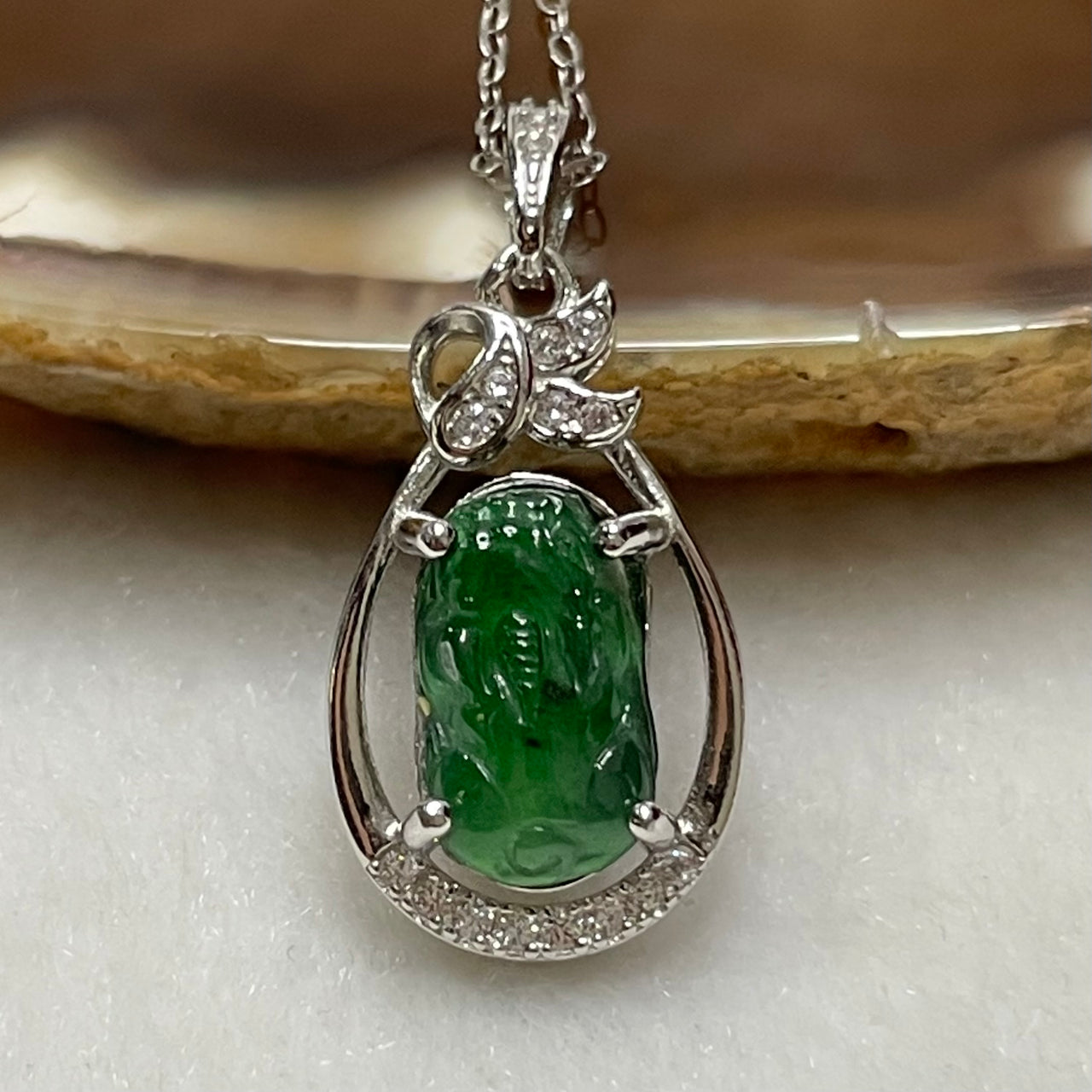 Type A Green Omphacite Jade Jadeite Pixiu - 2.27g 26.0 by 11.9 by 5.5mm - Huangs Jadeite and Jewelry Pte Ltd