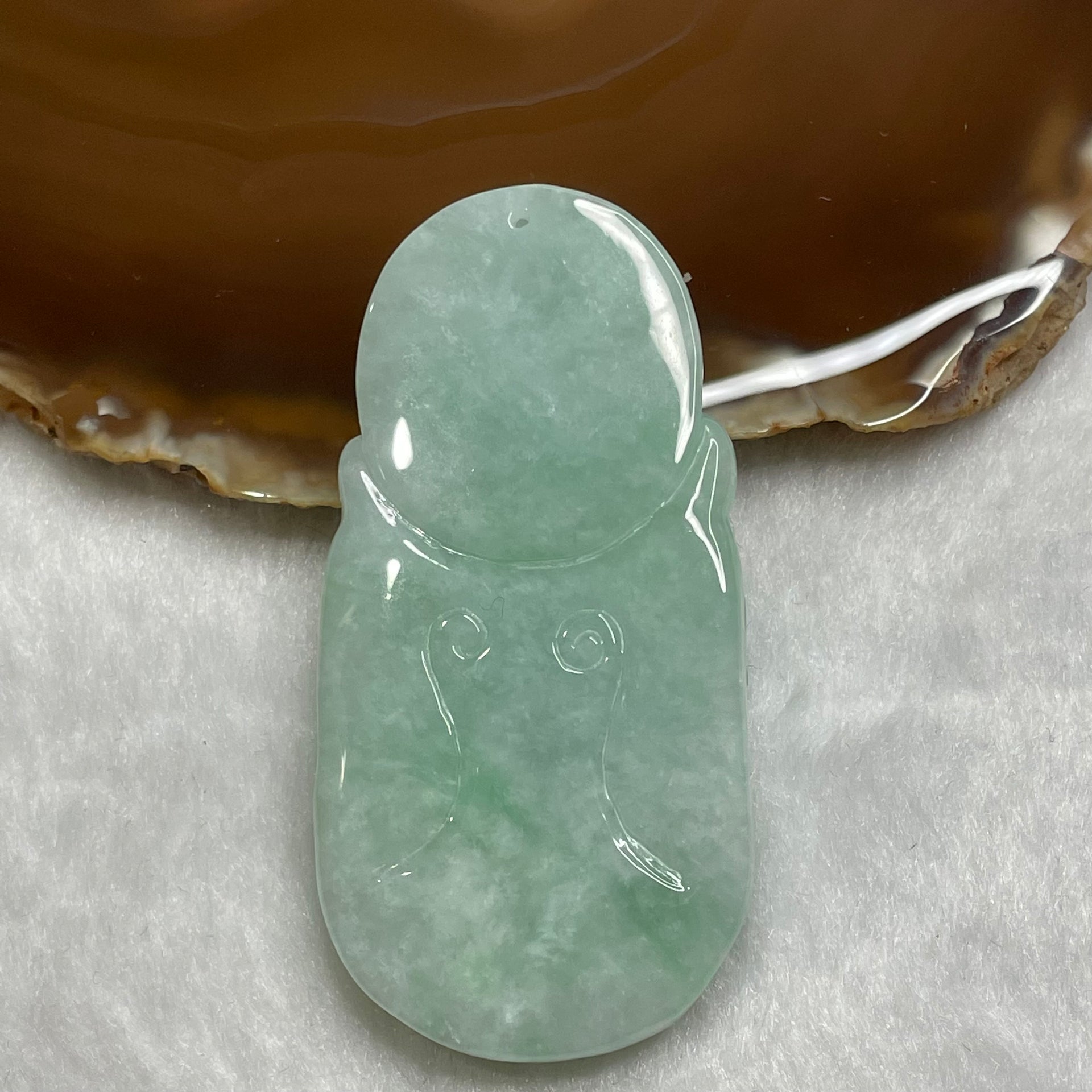 Rare Carving Apple Green Jade Jadeite 妈祖千里眼顺风耳 50.83g 70.3 by 34.8 by 10.3mm - Huangs Jadeite and Jewelry Pte Ltd