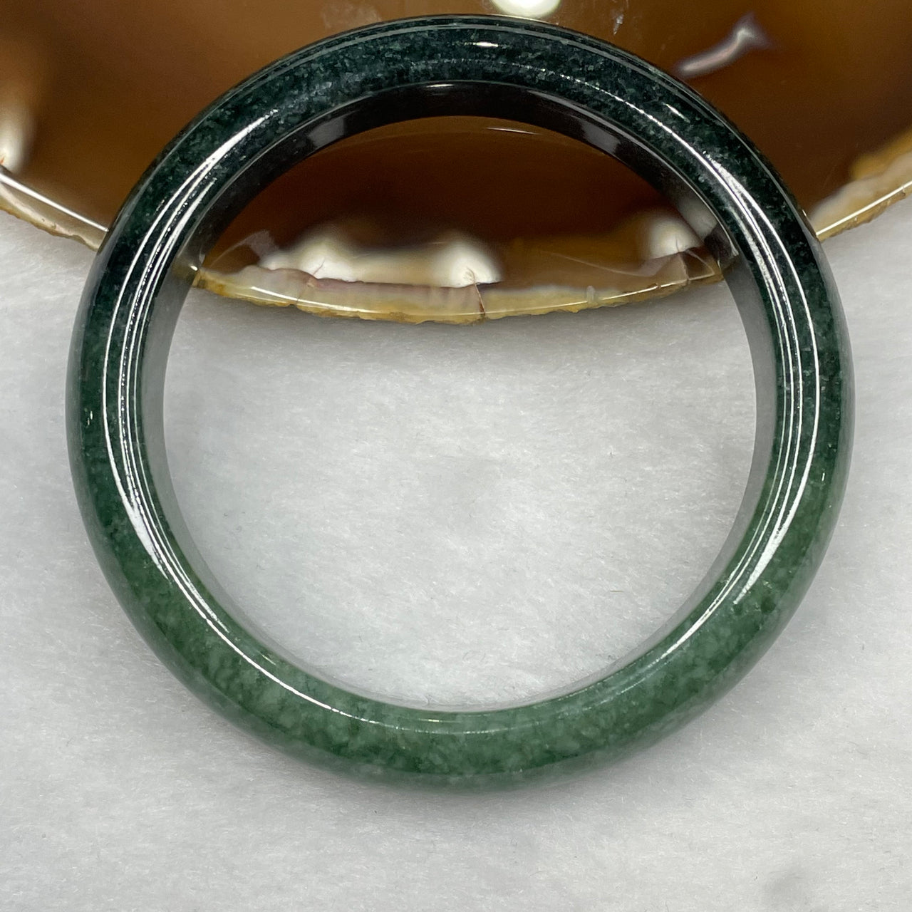 Type A Green Jadeite Bangle 58.52g inner diameter 55.7mm 13.5 by 8.1mm - Huangs Jadeite and Jewelry Pte Ltd