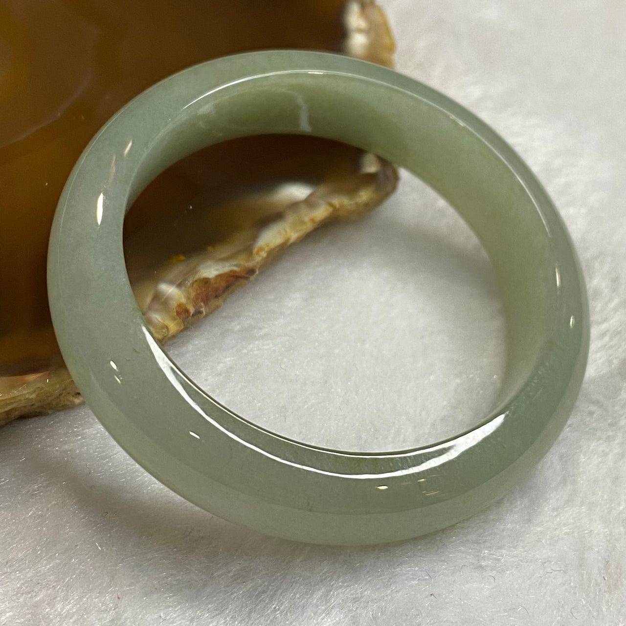 Semi ICY Type A Green Jadeite Oval Bangle 41.66g inner diameter 53.7mm 11.9 by 7.6mm - Huangs Jadeite and Jewelry Pte Ltd