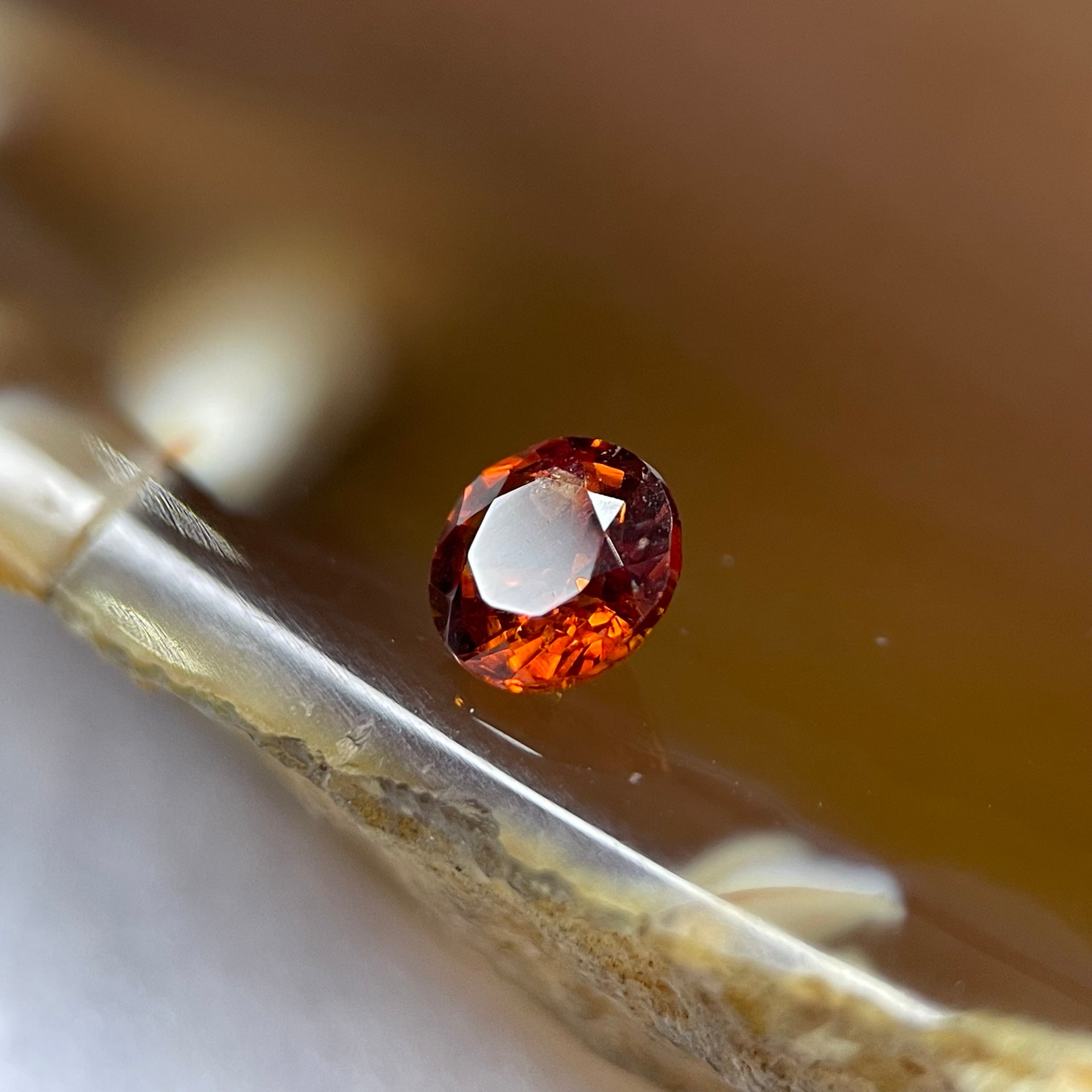 Natural Orange Red Garnet Crystal Stone for Setting - 0.60ct 4.8 by 4.8 by 3.0mm - Huangs Jadeite and Jewelry Pte Ltd