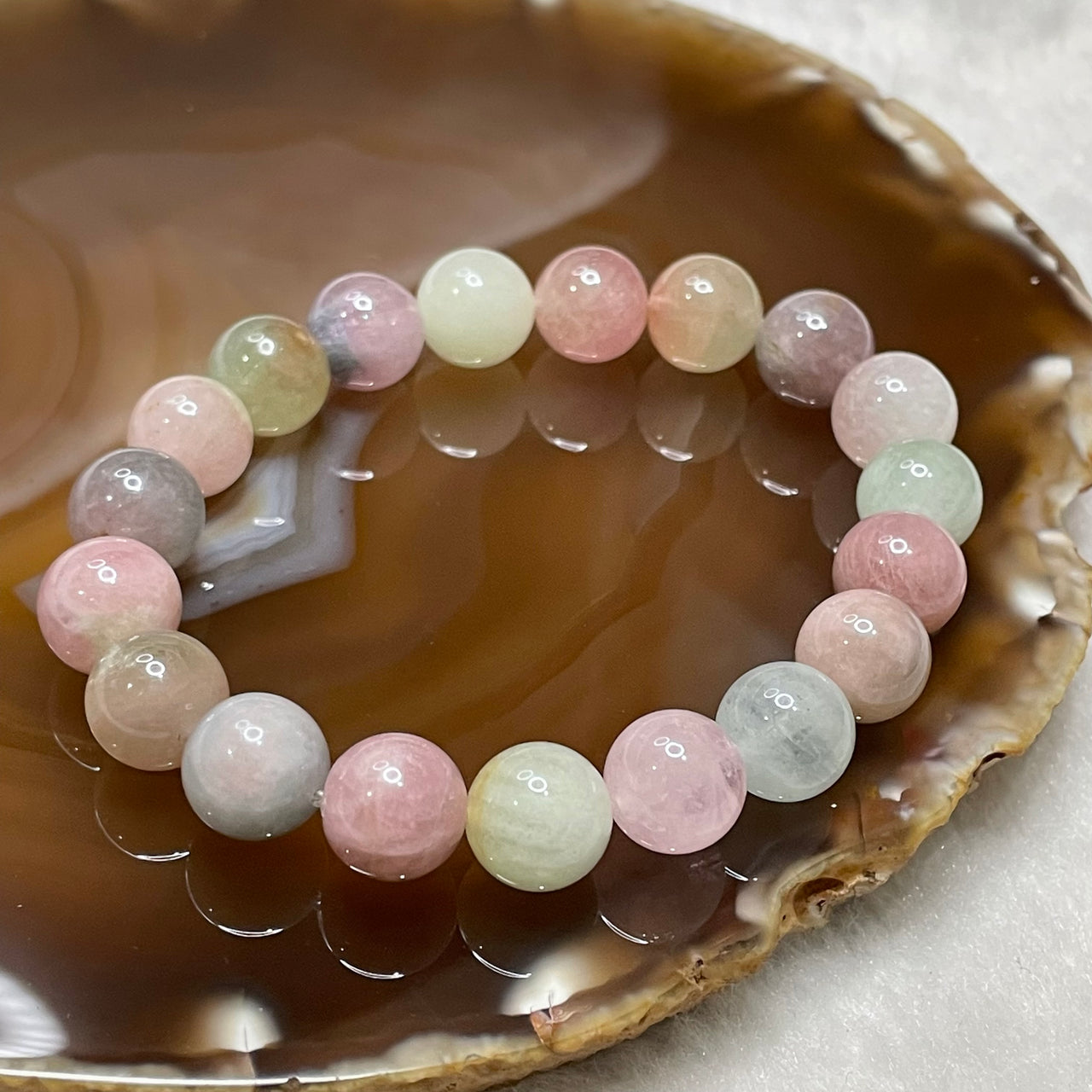 Natural Tourmaline Crystal Bracelet 电气石 34.71g 10.8mm/bead 19 beads - Huangs Jadeite and Jewelry Pte Ltd