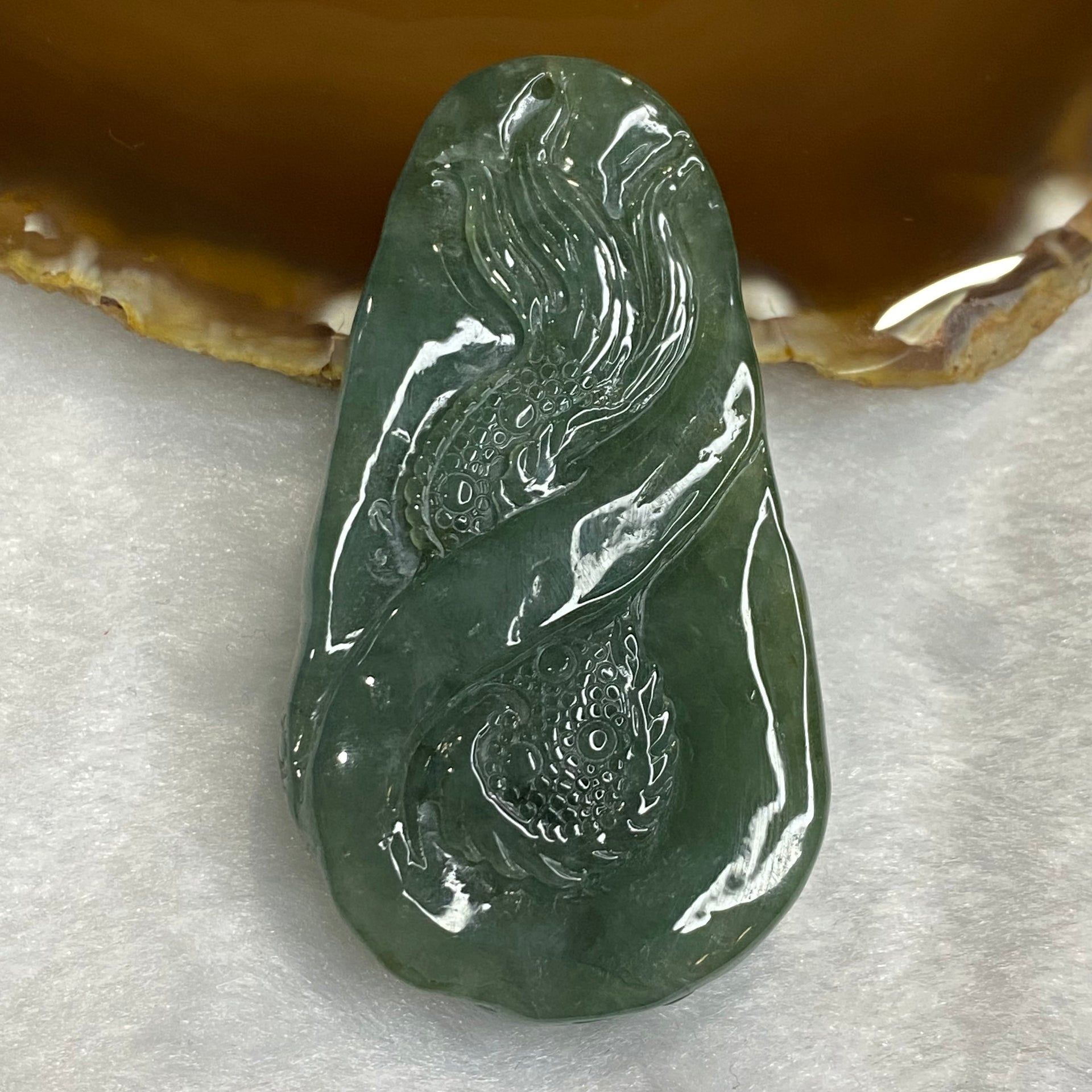 Type A Old Mine Burmese Blueish Green Jadeite Dragon Ruyi 71.76g 70.8 by 21.0 by 39.4mm - Huangs Jadeite and Jewelry Pte Ltd