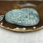 Type A Blueish Green and Lavender Jadeite Dragon Pendant 96.85g 73.0 by 51.0 by 15.8mm Feng Shui SG - Huangs Jadeite and Jewelry Pte Ltd