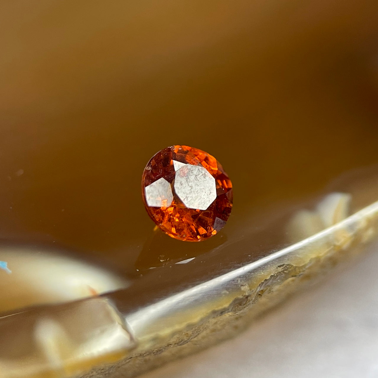 Natural Orange Red Garnet Crystal Stone for Setting - 1.10ct 5.6 by 5.6 by 3.6mm - Huangs Jadeite and Jewelry Pte Ltd