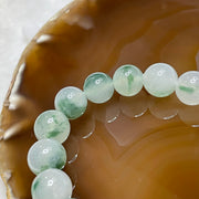 Type A Semi Icy Piao Hua Jade Jadeite Bracelet 40.74g 12.1mm/bead 17 beads - Huangs Jadeite and Jewelry Pte Ltd