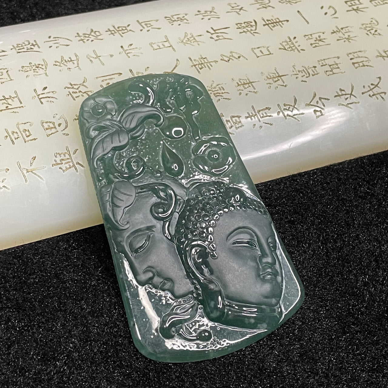 Type A Blueish Green Jade Jadeite Buddha 34.83g 69.9 by 41.8 by 6.1mm - Huangs Jadeite and Jewelry Pte Ltd