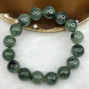 Type A Semi Icy Green Piao Hua Jade Jadeite Bracelet 63.56g 13.2mm/bead 16 beads - Huangs Jadeite and Jewelry Pte Ltd