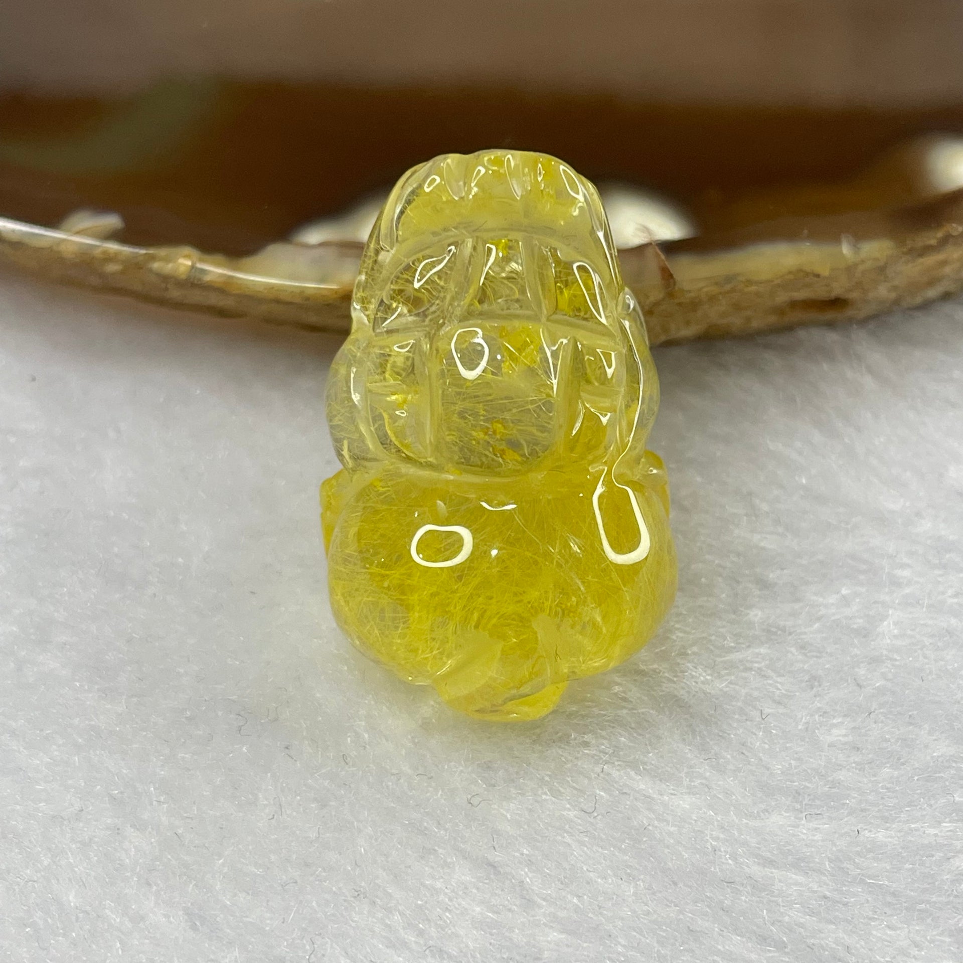 Natural Golden Rutilated Quartz Pixiu Pendant for Wealth and Protection - 11.89g 29.5 by 19.3 by 14.0mm - Huangs Jadeite and Jewelry Pte Ltd