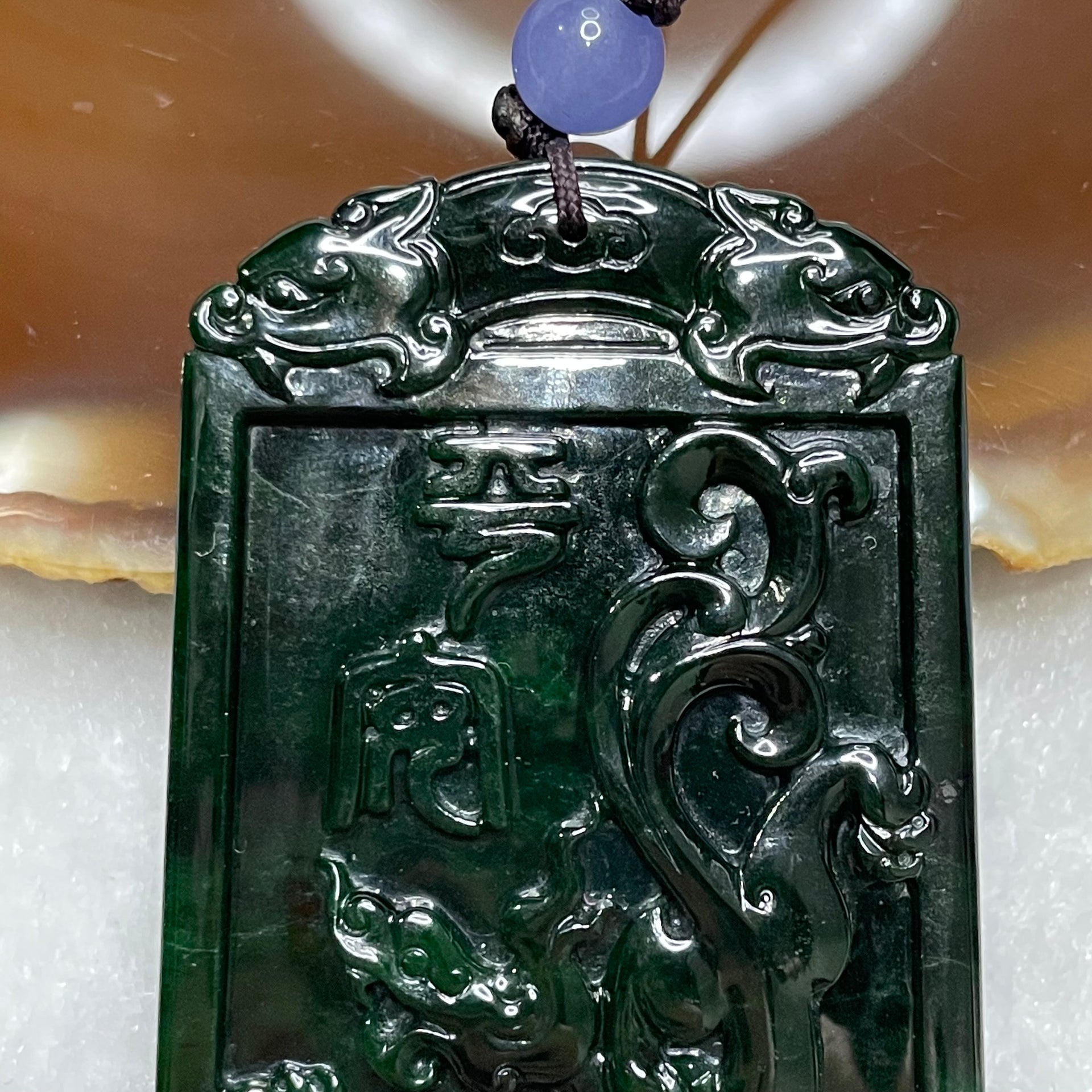 Type A Old Mine Dragon Phoenix Green Jade Jadeite 20.78g 57.7 by 35.7 by 4.7mm - Huangs Jadeite and Jewelry Pte Ltd