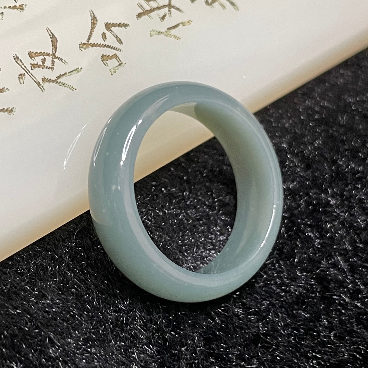 Type A Blueish Green Jade Jadeite Ring - 3.15g US 7.5 HK 17 Inner Diameter 18.4mm - Huangs Jadeite and Jewelry Pte Ltd