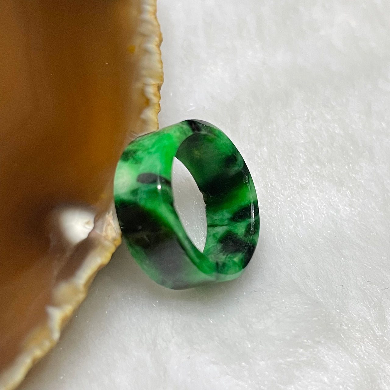 Type A Spicy Green Jade Jadeite Flat Ring 1.96g US2.75 HK5.5 Inner Diameter 14.0mm Thickness 6.9 by 2.0mm - Huangs Jadeite and Jewelry Pte Ltd