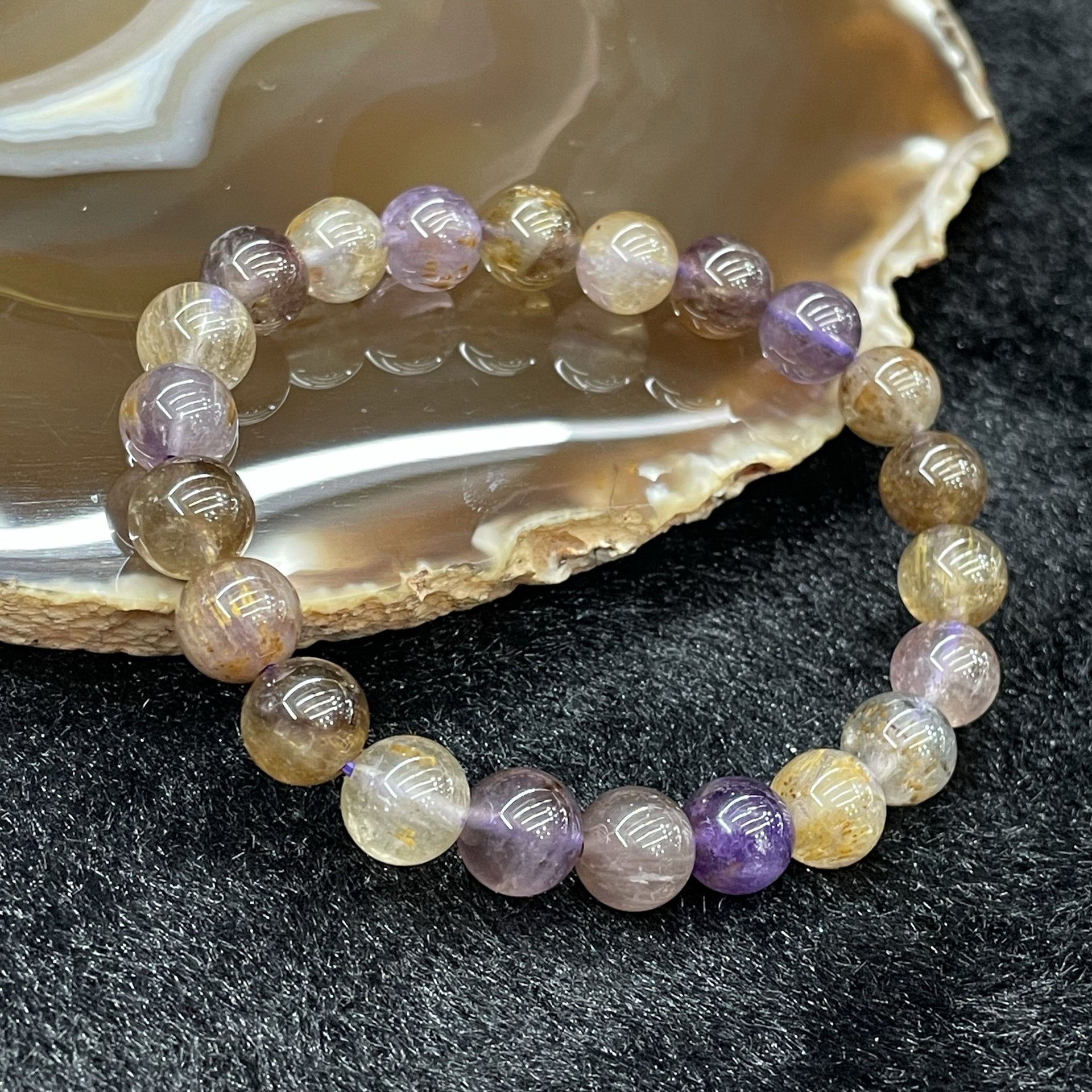 Natural Purple Titanium 紫钛晶 Bracelet 22 beads - 20.03g 8.8mm/bead - Huangs Jadeite and Jewelry Pte Ltd