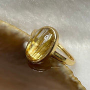 Natural Golden Rutilated Quartz 925 Silver Ring Size Adjustable 2.60g 14.5 by 9.9 by 5.2mm - Huangs Jadeite and Jewelry Pte Ltd